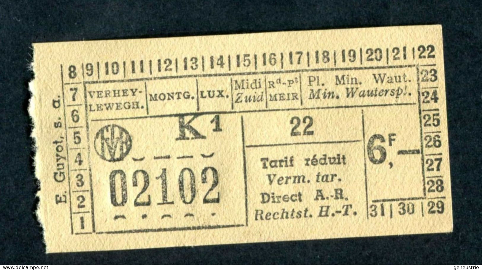 Ticket De Tramways Bruxellois Années 40/50 - Billet Tramway Bruxelles - Belgique - Europe