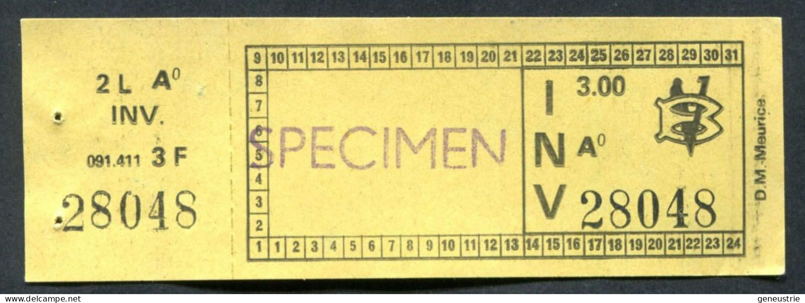 Ticket "SPECIMEN" De Tramway " Les Vicinaux Belges VB " 3.00F" Belgique - Europe