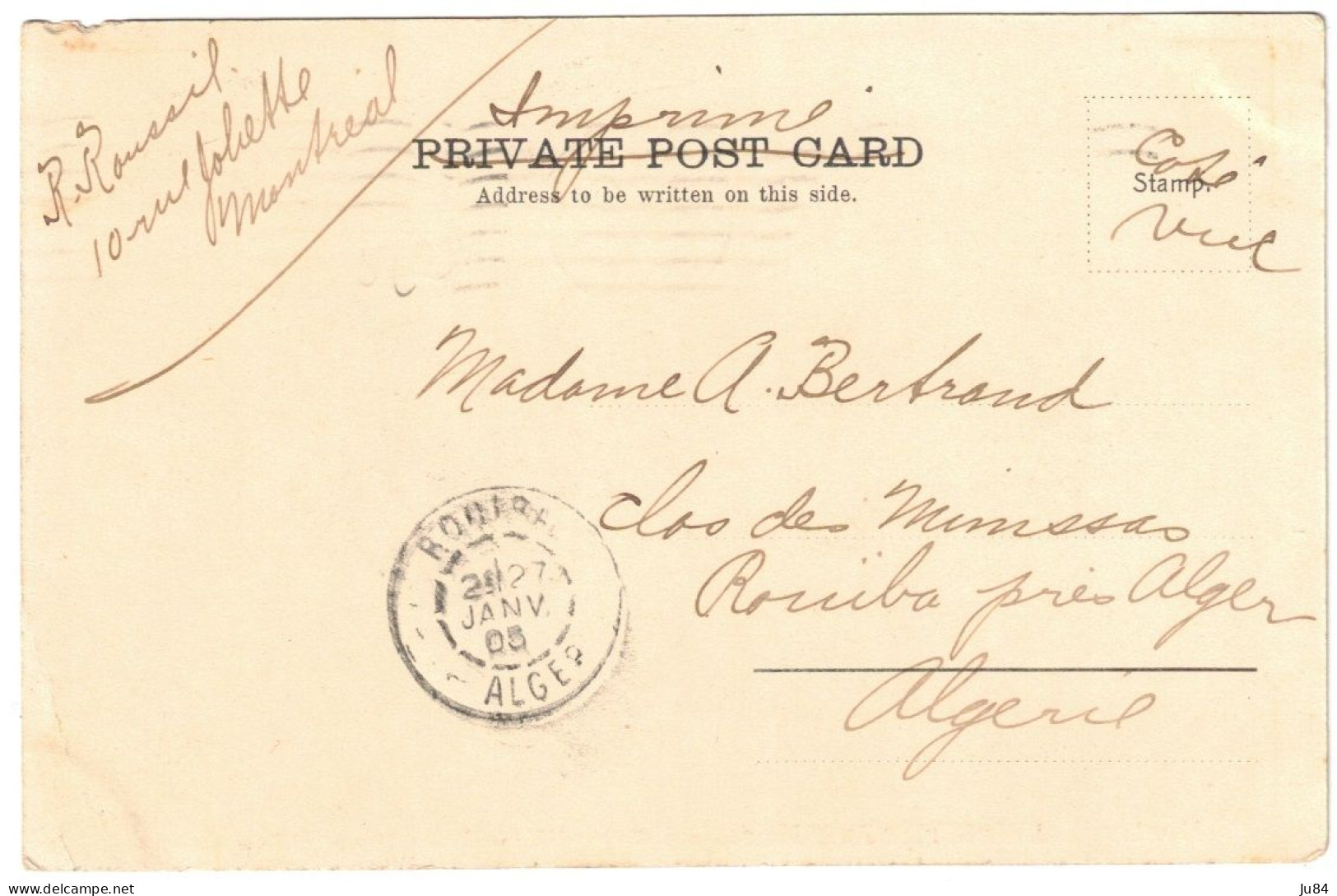 Canada - Montréal - Grand Trunk Railway Office - Carte Postale Pour Rouïba (Algérie) - 16 Janvier 1904 - Briefe U. Dokumente