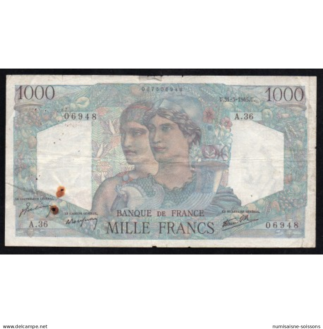 FAY 41/3 - 1000 FRANCS MINERVE ET HERCULE - 31/05/1945 - PICK 130 - TB - 1 000 F 1945-1950 ''Minerve Et Hercule''