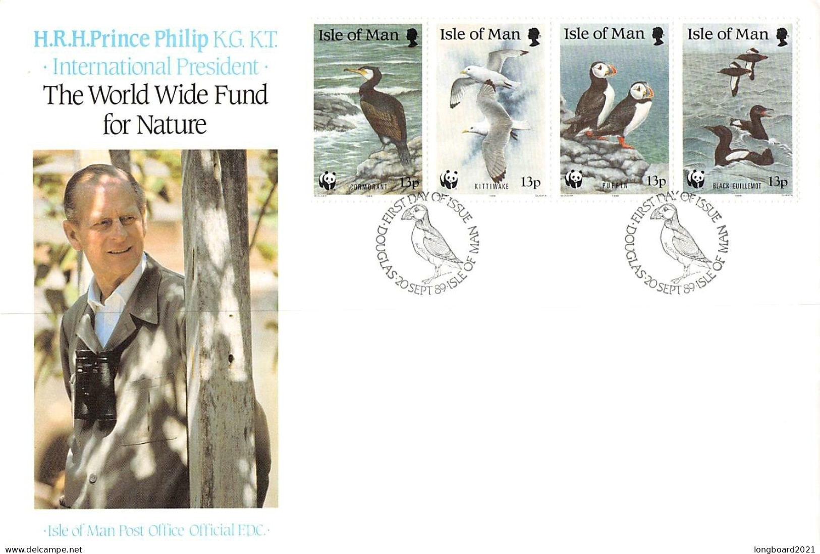 ISLE OF MAN - FDC 1989 WWF - BIRDS / 4025 - Isla De Man