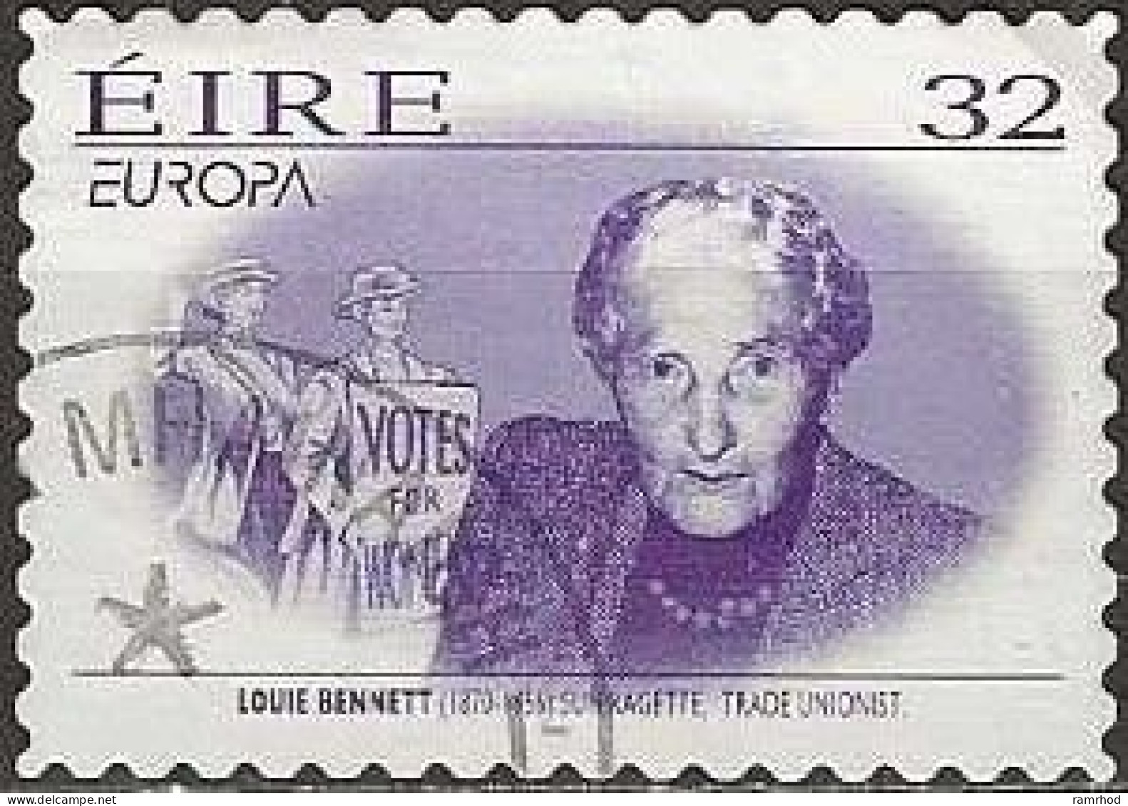 IRELAND 1996 Europa. Famous Women - 32c. - Louie Bennett (suffragette) FU Self Adhesive - Usati