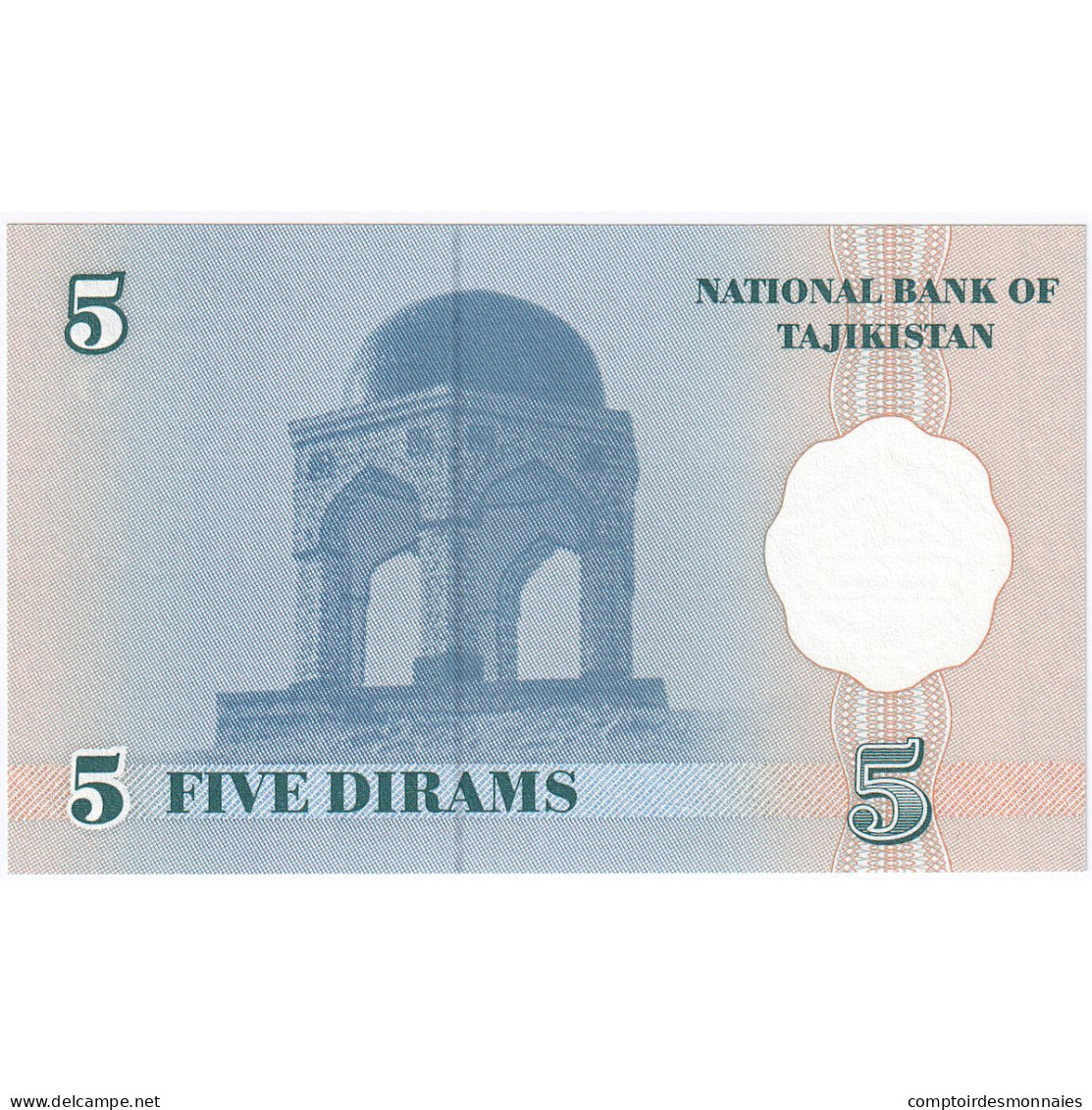 Billet, Tajikistan, 5 Diram, 1999-2000, Undated (1999-2000), KM:11a, NEUF - Tayikistán