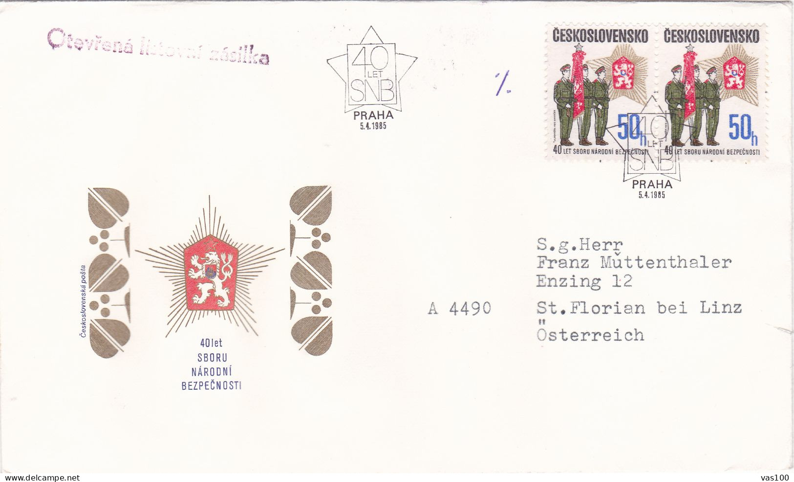 THE POLICE COVERS  FDC  CIRCULATED 1985Tchécoslovaquie - Brieven En Documenten