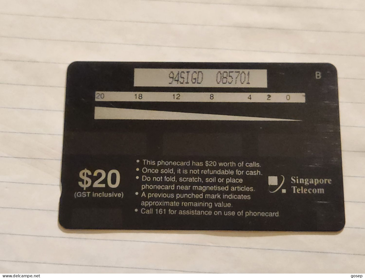 SINGAPORE-(94SIGD-o/a)-King Cheetah-(237)($20)(94SIGD-085701)(tirage-180.000)(1/97)-used Card+1card Prepiad Free - Singapour