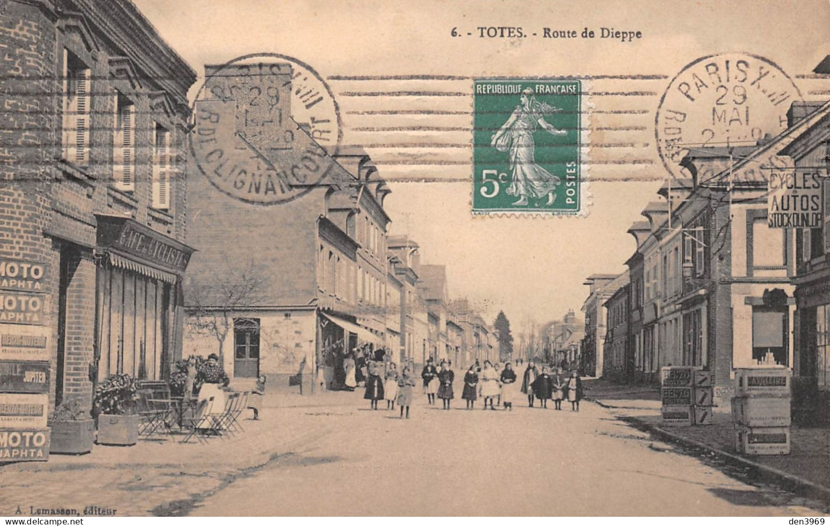 TOTES (Seine-Maritime) - Route De Dieppe - Café Des Cyclistes - Voyagé (2 Scans) - Totes