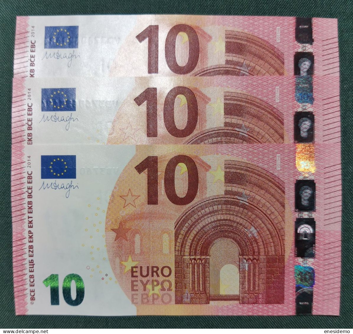 10 EURO SPAIN 2014 DRAGHI V011H4 VB CORRELATIVE TRIO SC FDS UNCIRCULATED  PERFECT - 10 Euro