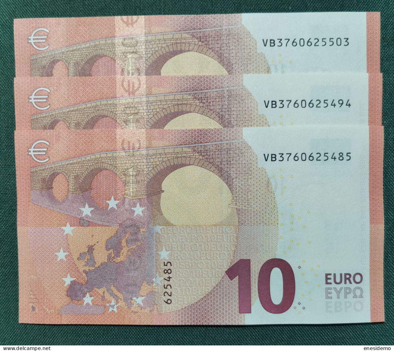 10 EURO SPAIN 2014 DRAGHI V011H4 VB CORRELATIVE TRIO SC FDS UNCIRCULATED  PERFECT - 10 Euro