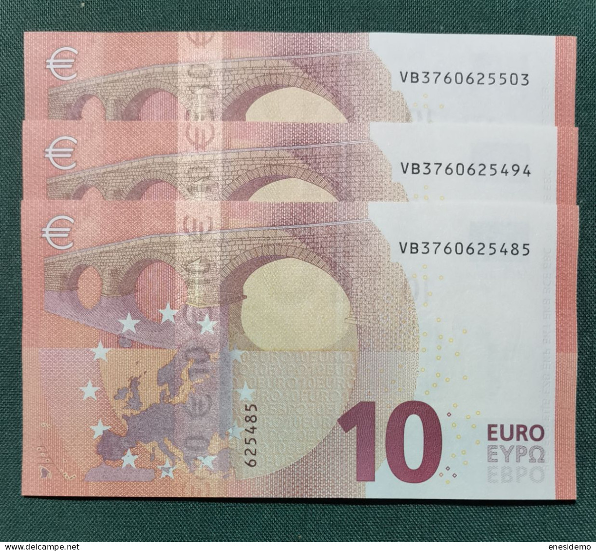 10 EURO SPAIN 2014 DRAGHI V011H4 VB CORRELATIVE TRIO SC FDS UNCIRCULATED  PERFECT - 10 Euro