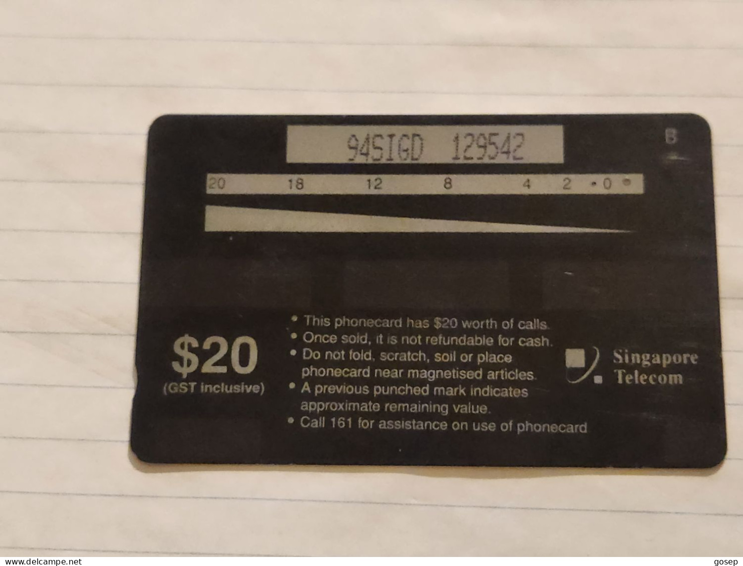 SINGAPORE-(94SIGD-o/a)-King Cheetah-(238)($20)(94SIGD-129542)(tirage-180.000)(1/97)-used Card+1card Prepiad Free - Singapour