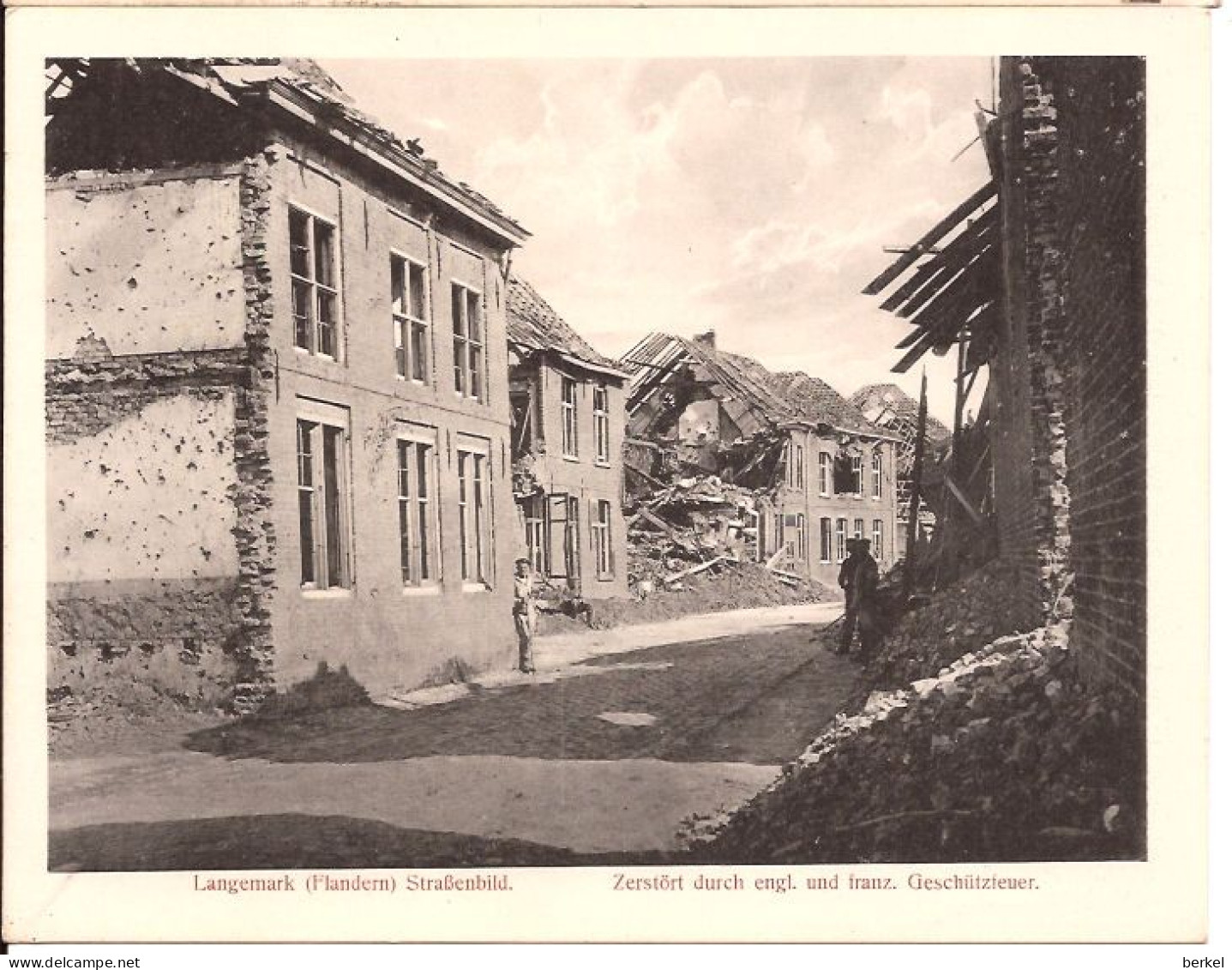 LANGEMARK Strassenbild - Kirche Zerstört Durch Engl. Franz. Geschützfeuer -- 18x 14 Cm   6/043 K - Langemark-Pölkapelle