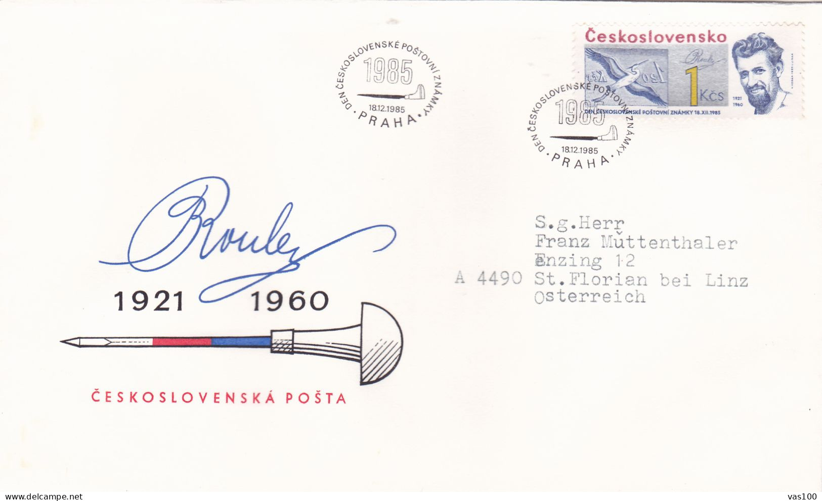 BOULEY COVERS  FDC  CIRCULATED 1985Tchécoslovaquie - Cartas & Documentos