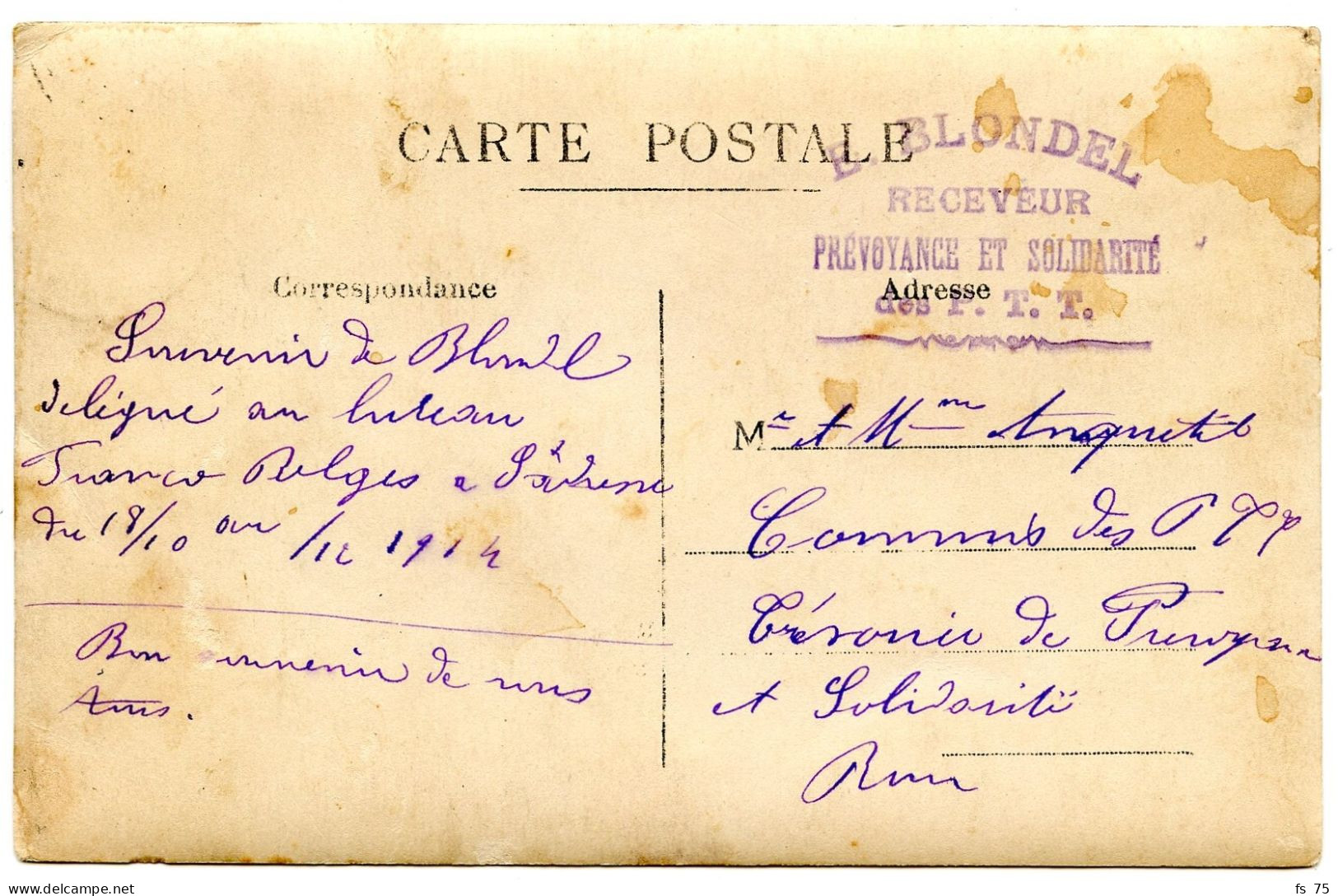 BELGIQUE - CARTE POSTALE PHOTO LES POSTIERS BELGES ET FRANCAIS A SAINTE ADRESSE, 1914 - Altri & Non Classificati