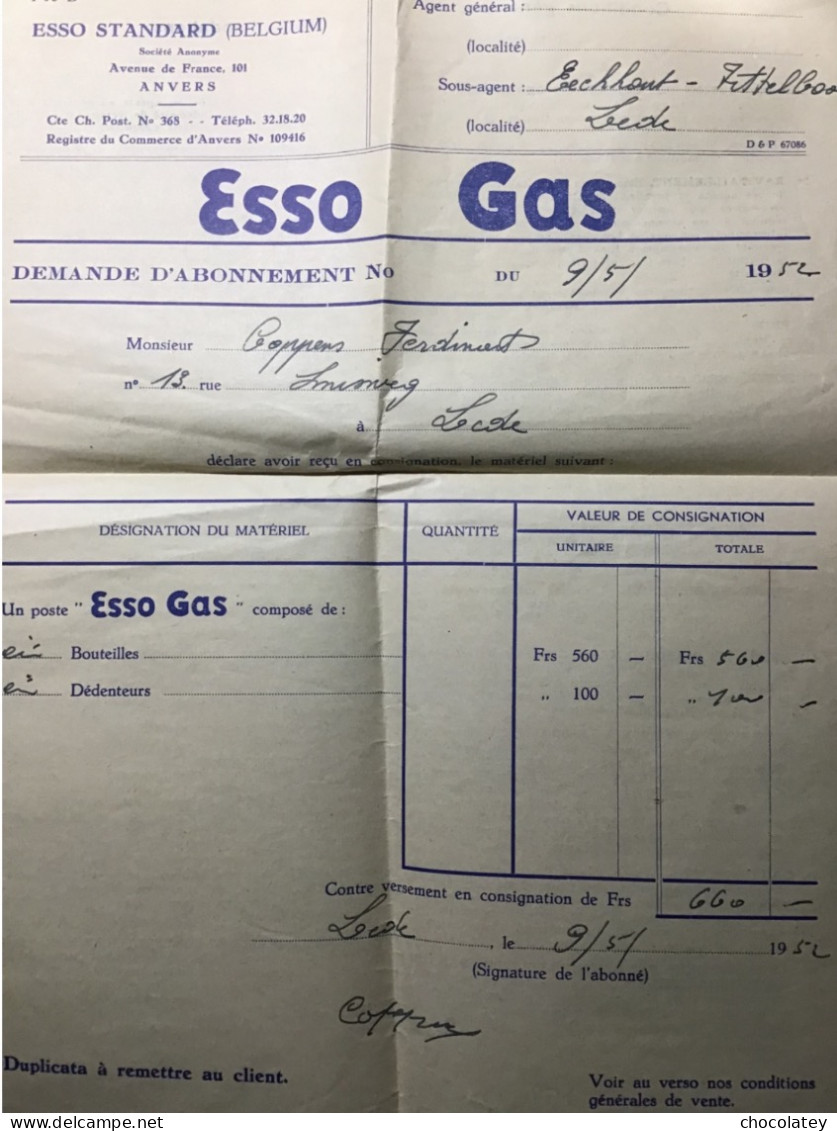 Esso Gas 1952 Lede - Électricité & Gaz