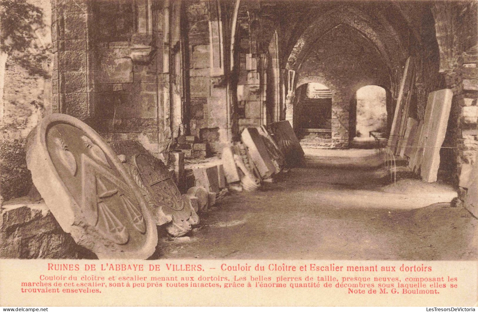 BELGIQUE - Villers-la-Ville - Ruines De L'abbaye De Villers - Couloir Du Cloître Et Escalier.. - Carte Postale Ancienne - Villers-la-Ville