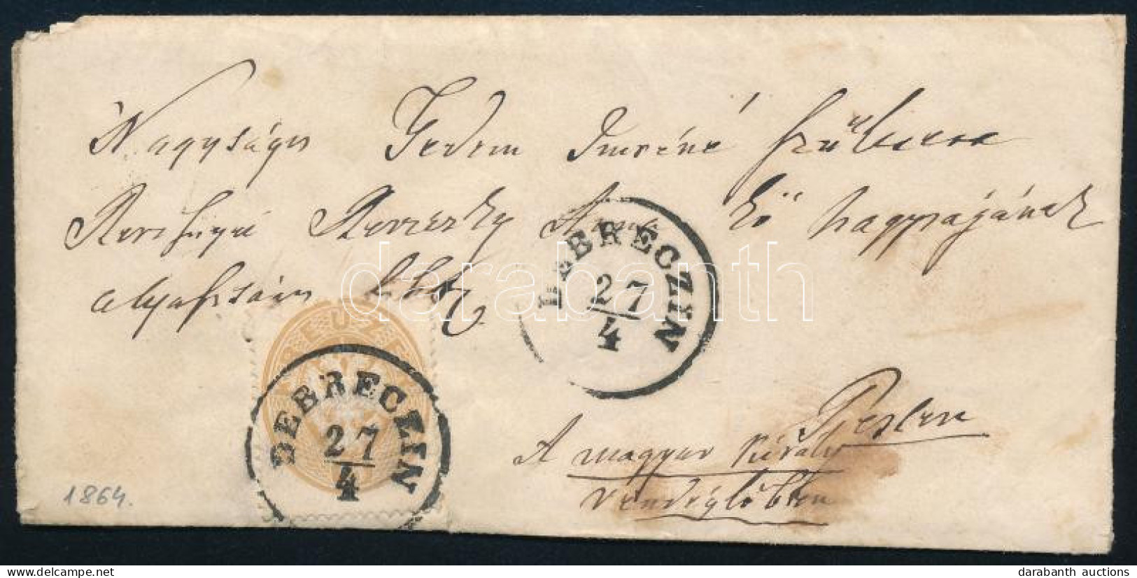 1864 15kr Levélen "DEBRECZIN" - Pest (19.000) - Altri & Non Classificati