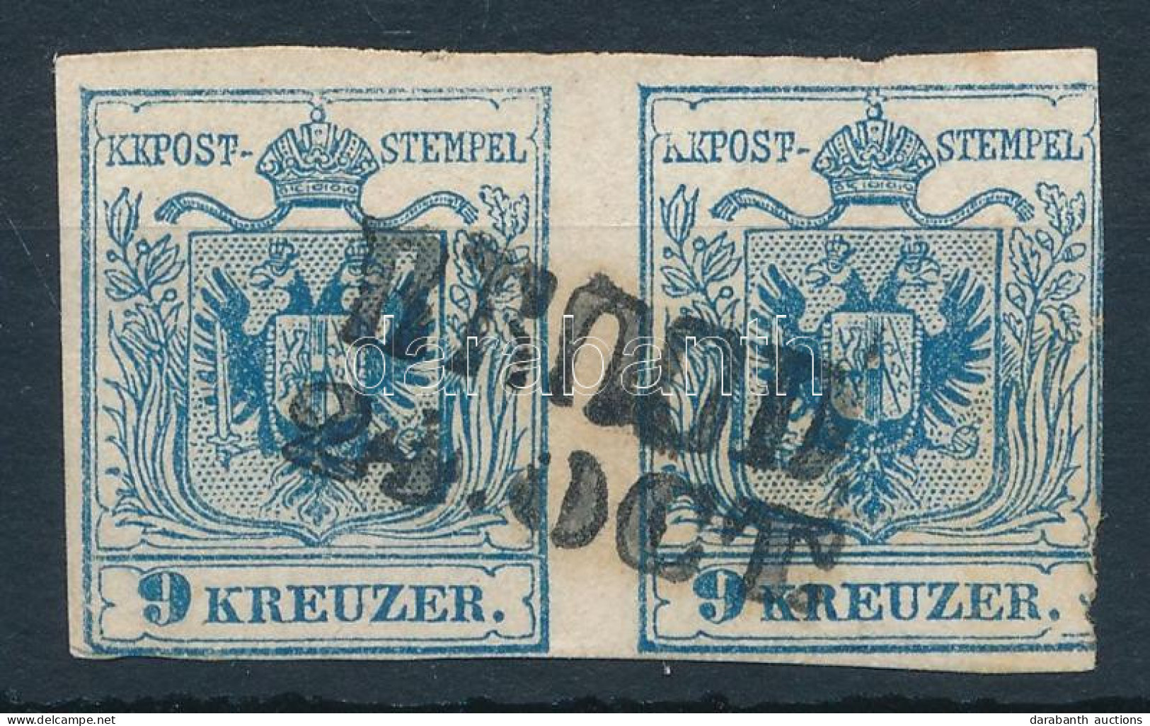 O 1850 9kr MP III Vízszintes Pár 0,12 Mm Kartonpapír "BROOD" - Sonstige & Ohne Zuordnung