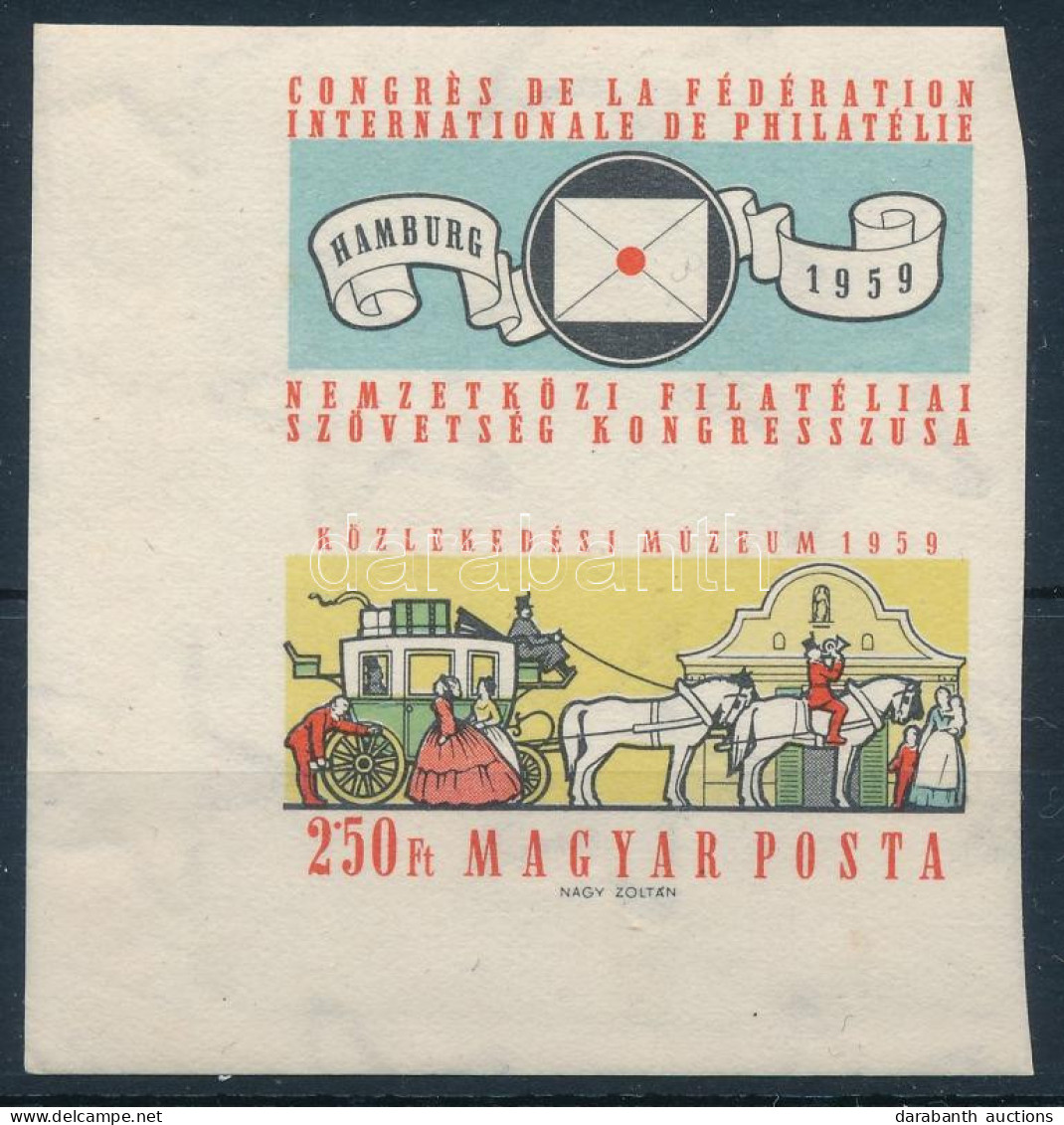 ** 1959 FIP ívsarki Vágott Szelvényes Bélyeg (3.500) - Sonstige & Ohne Zuordnung