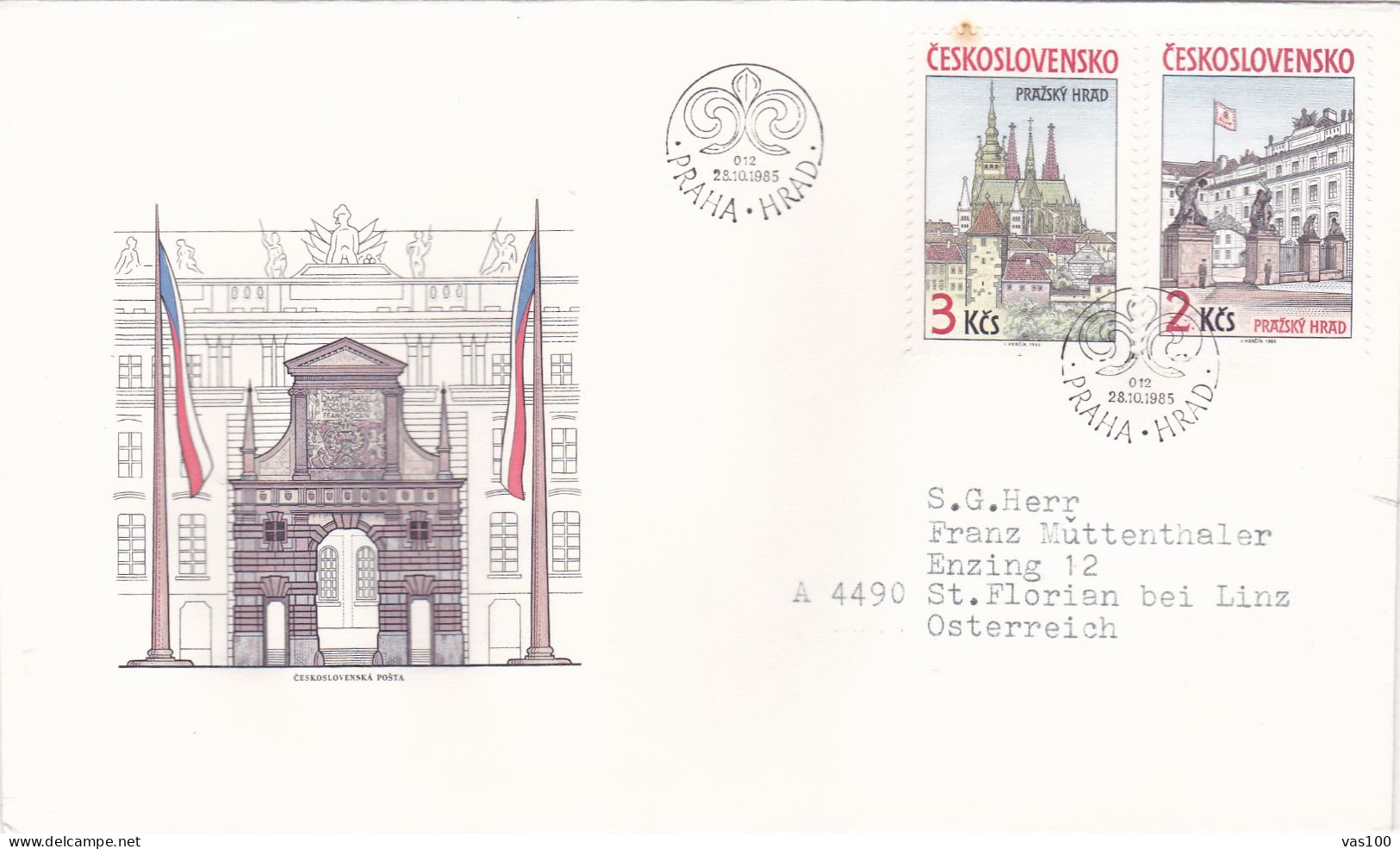 ARHITECTURE  COVERS  FDC  CIRCULATED 1985Tchécoslovaquie - Cartas & Documentos