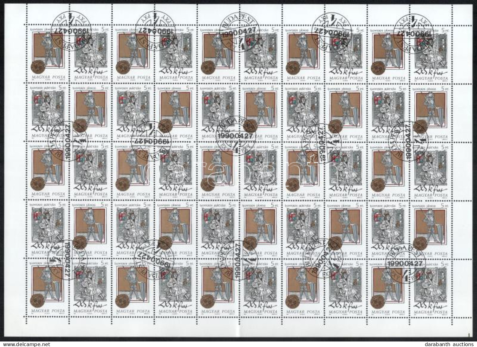 O 1990 Történelmi Arcképcsarnok (III.) Sor 4 Db Hajtott Teljes ív (12.000) - Sonstige & Ohne Zuordnung