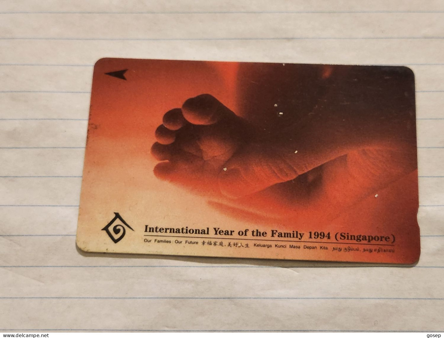 SINGAPORE-(42SIGA)-Year Of The Family-(242)($5)(42SIGA-114072)-(tirage-500.000)(1/94)-used Card+1card Prepiad Free - Singapour