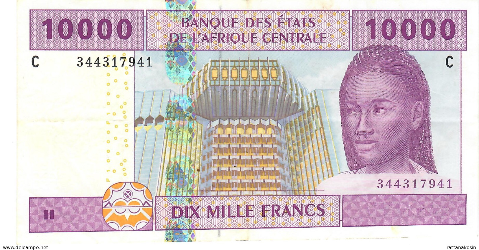 C.A.S. CHAD LETTER C  P610Ca 10.000  Or 10000 Francs 2002 SIGNATURE 5 = FIRST SIGNATURE   VF  NO P.h. - Zentralafrikanische Staaten