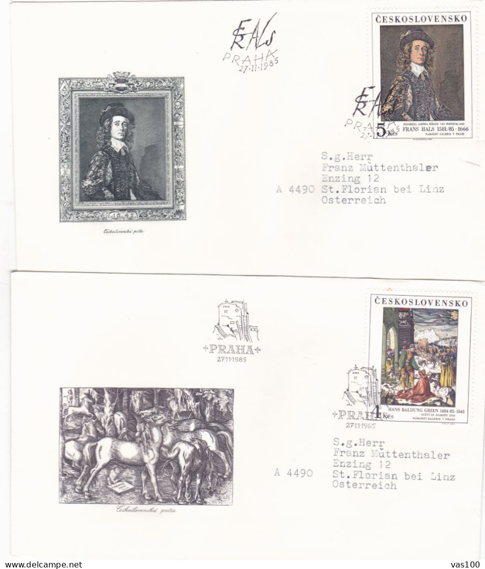 THE PAINTING 2  COVERS  FDC  CIRCULATED 1985Tchécoslovaquie - Storia Postale