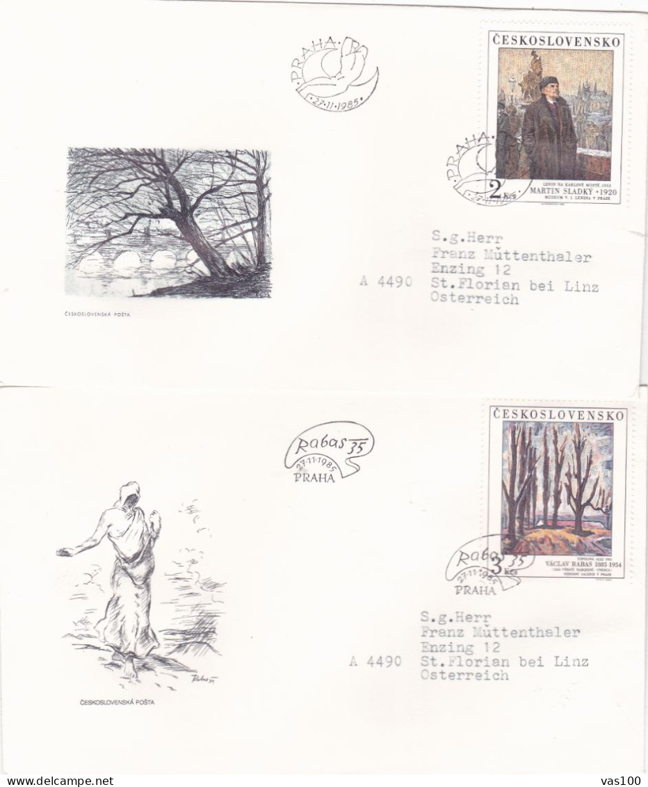 THE PAINTING 2  COVERS  FDC  CIRCULATED 1985Tchécoslovaquie - Storia Postale