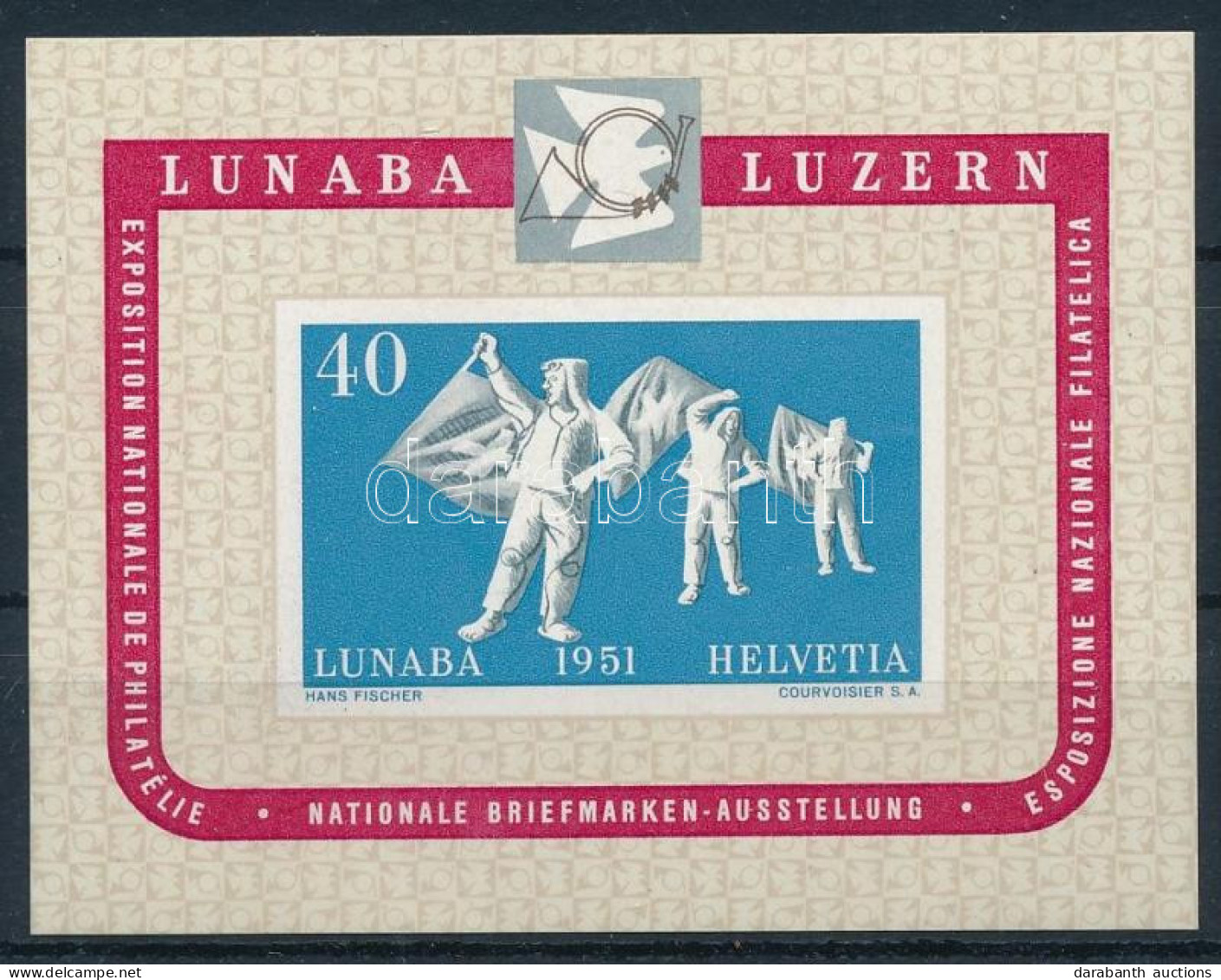 ** Svájc 1951 LUNABA Blokk Mi 14 (Mi EUR 260.-) (enyhe Ránc / Light Crease) - Sonstige & Ohne Zuordnung