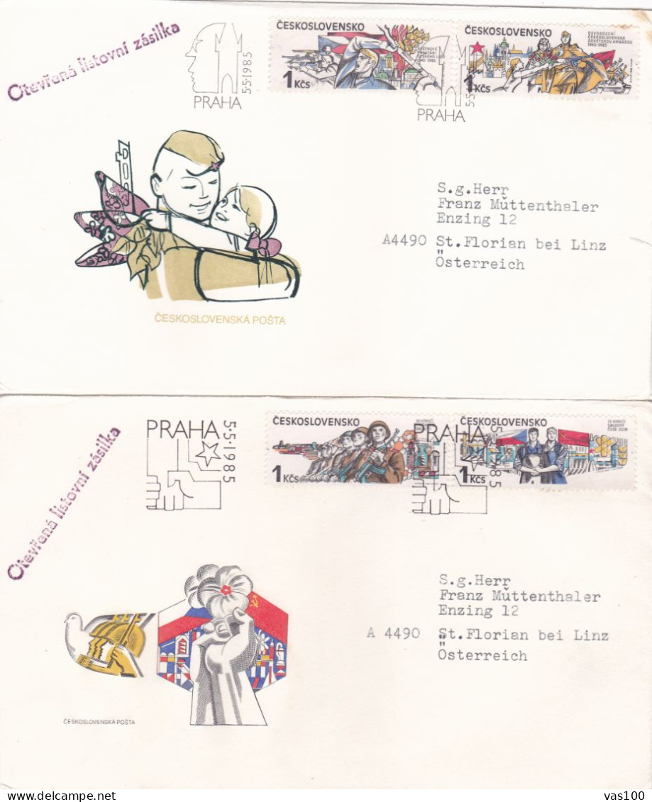 SPORTS 2 COVERS  FDC  CIRCULATED 1985Tchécoslovaquie - Storia Postale