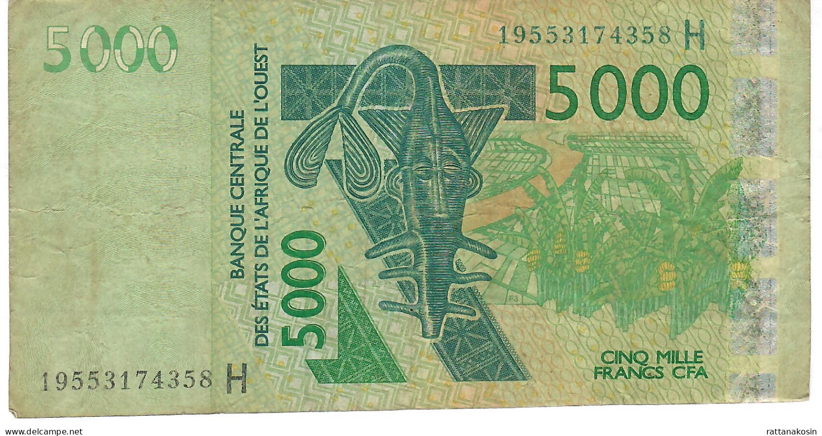 W.A.S. NIGER P617Hs 5000 FRANCS (20)19  Signature 44 FINE - West-Afrikaanse Staten