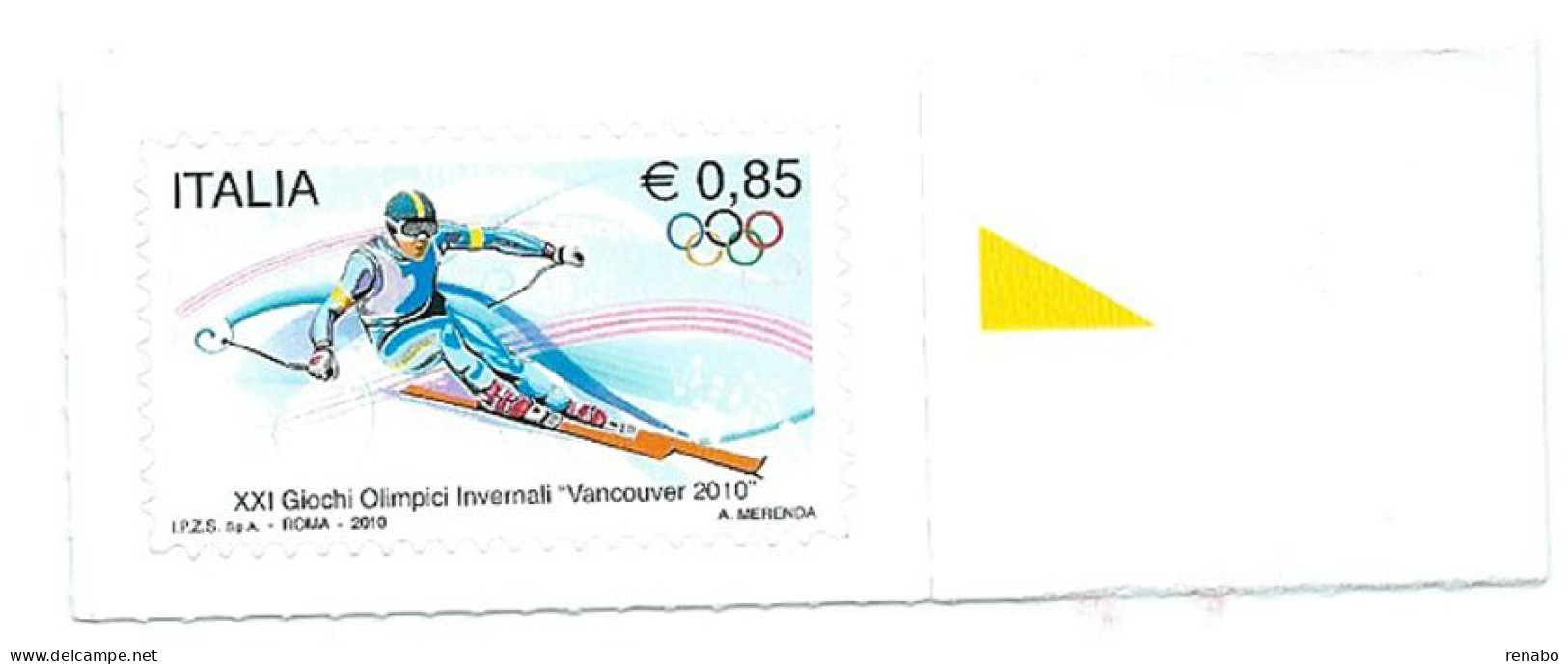 Italia, Italy, Italie, Italien 2010 ; Sciatore Alle Olimpiadi Invernali Di Vancouver Da € 0,85 ,di Bordo A Destra - Winter 2010: Vancouver