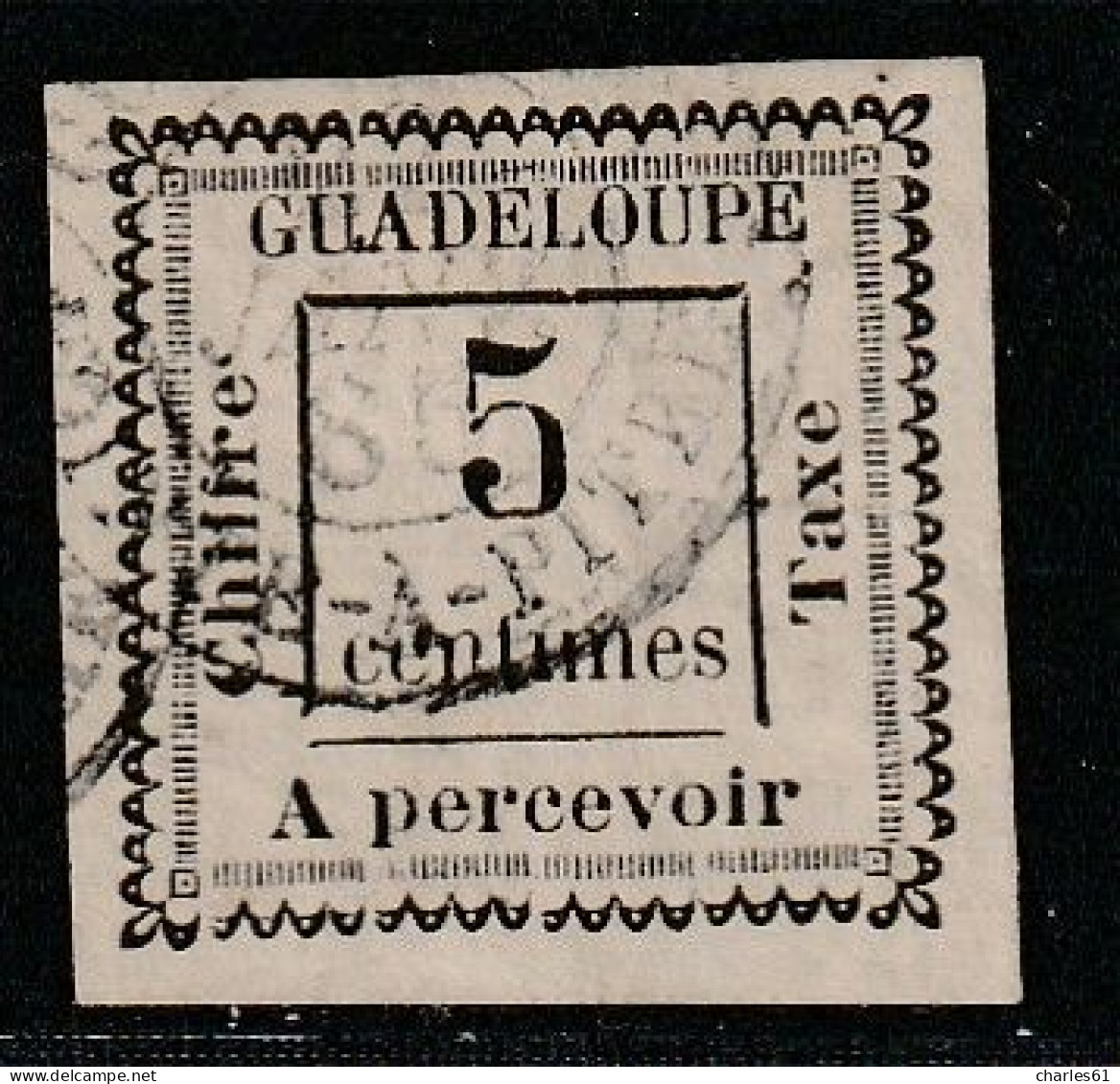 GUADELOUPE - TAXE : N°6 Obl (1884) 5c Blanc - Timbres-taxe