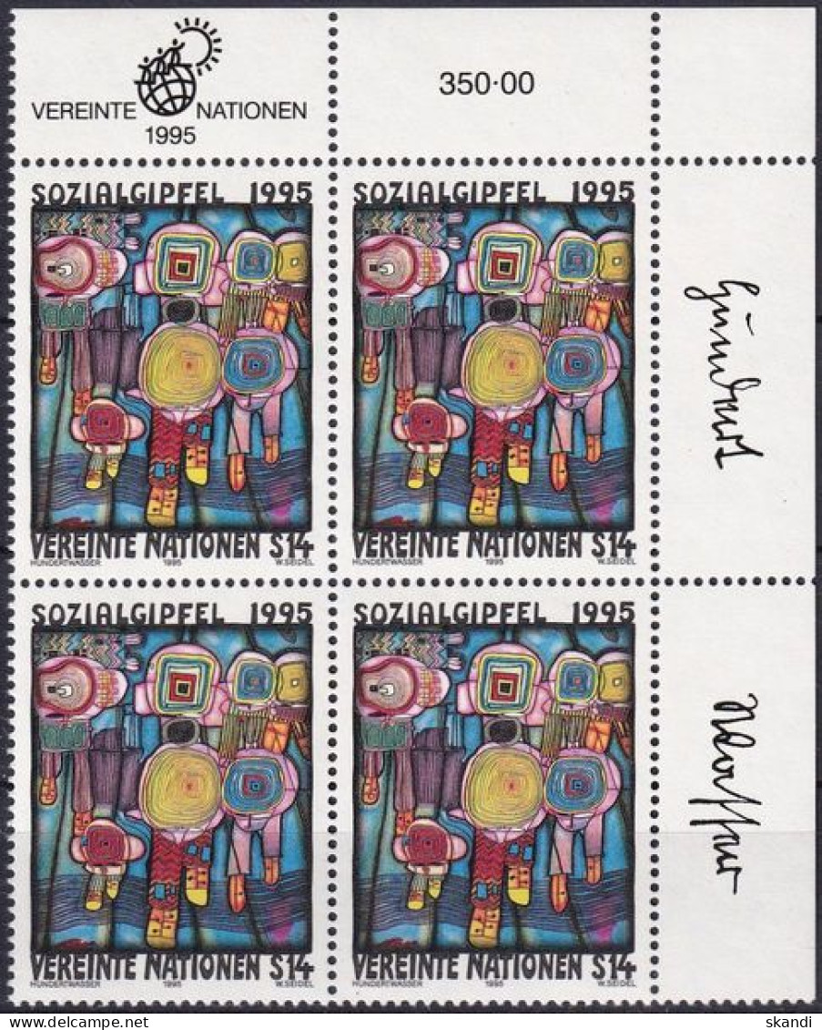 UNO WIEN 1995 Mi-Nr. 179 Eckrand-Viererblock ** MNH - Ungebraucht