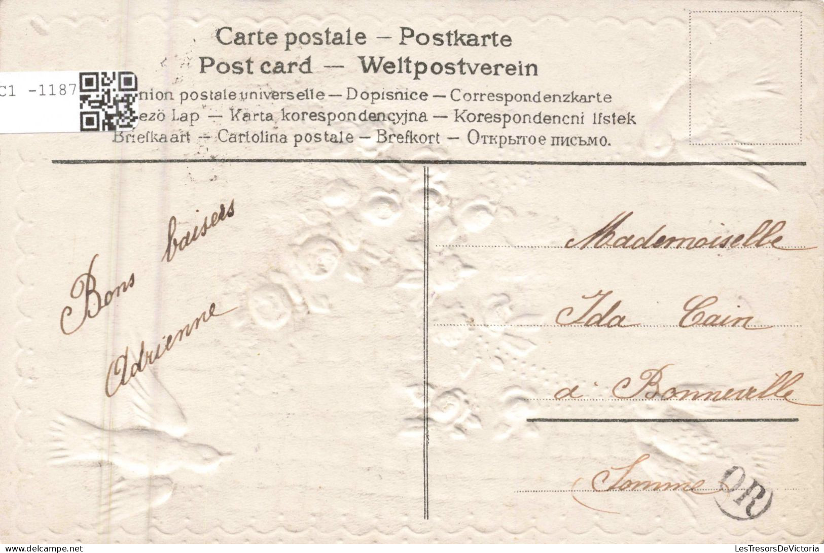 FANTAISIE - Loin Des Yeux, Près Du Cœur - Colombes - Fleurs - Carte Postale Ancienne - Autres & Non Classés