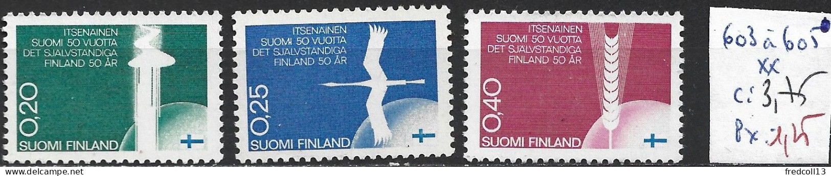 FINLANDE 603 à 605 ** Côte 3.75 € - Unused Stamps