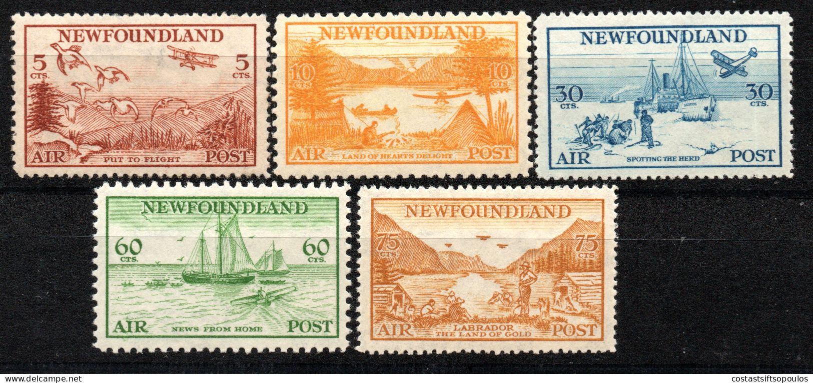 2326.NEW FOUNDLAND 1933 AIR, LABRADOR SG./ 230-234 MNH/MVLH - 1908-1947