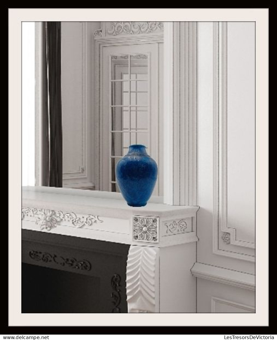 Vase En Céramique Bleue De Edmond Lachenal - #AffairesConclues - Vazen