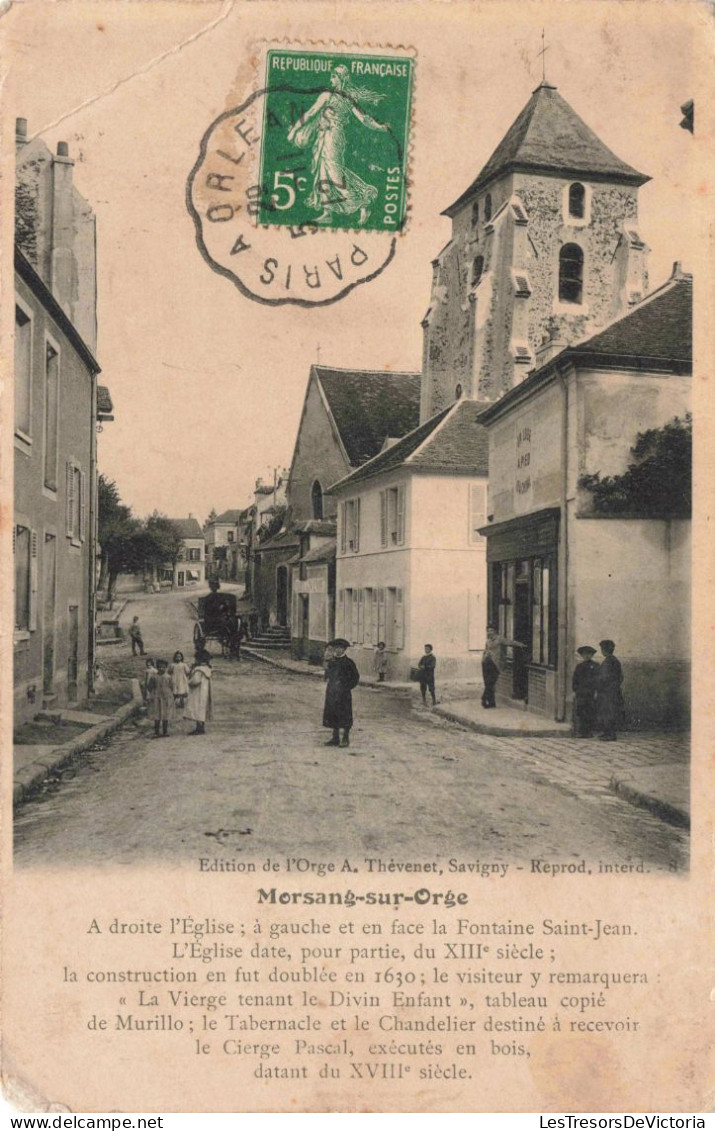 FRANCE - 91 - Morsang-sur-Orge - A Droit L'Eglise, à Gauche Et En Face La Fontaine Saint-Jean - Carte Postale Ancienne - Morsang Sur Orge