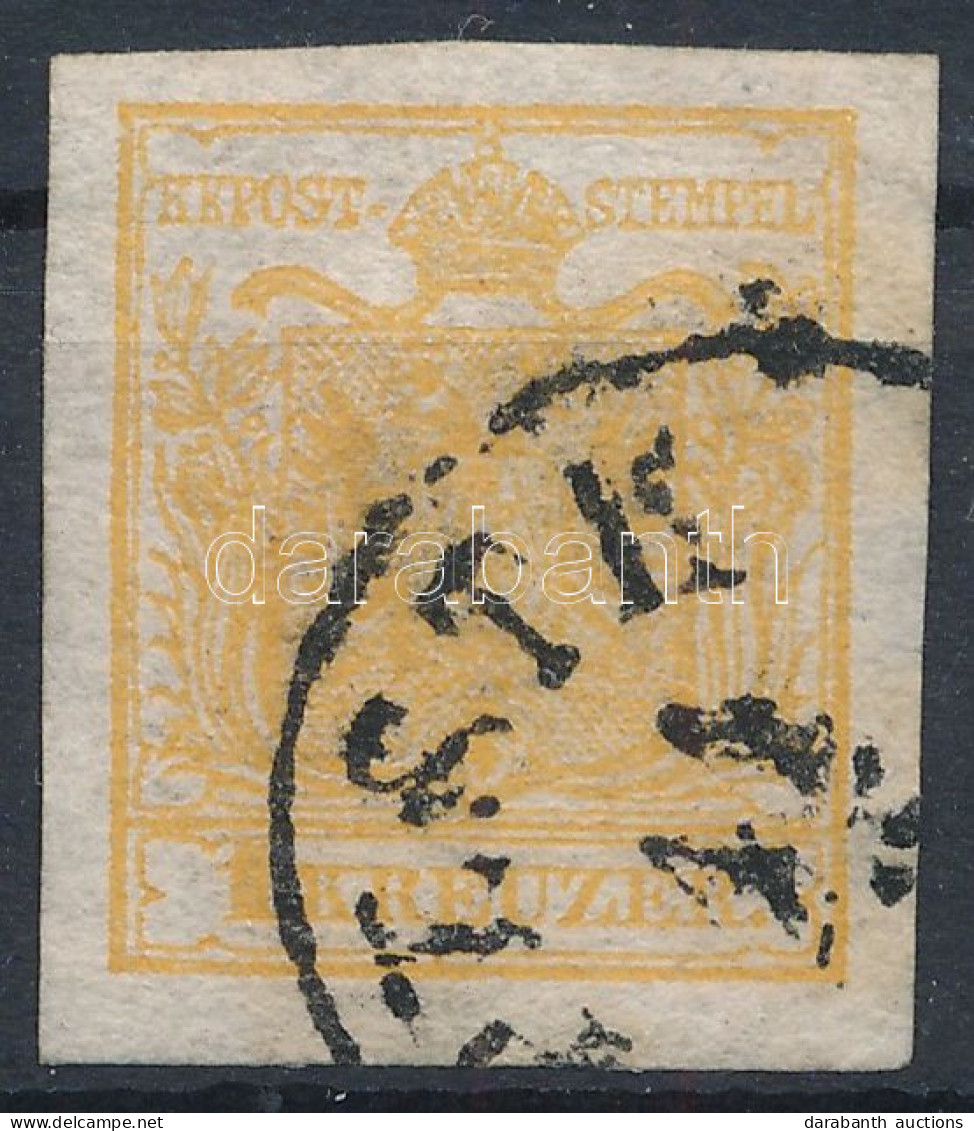 O 1850 1kr HP I. Narancsokker óriási Szélekkel, Quadril Papír, Szép Színárnyalat "PESTH" Certificate: Ferchenbauer - Otros & Sin Clasificación
