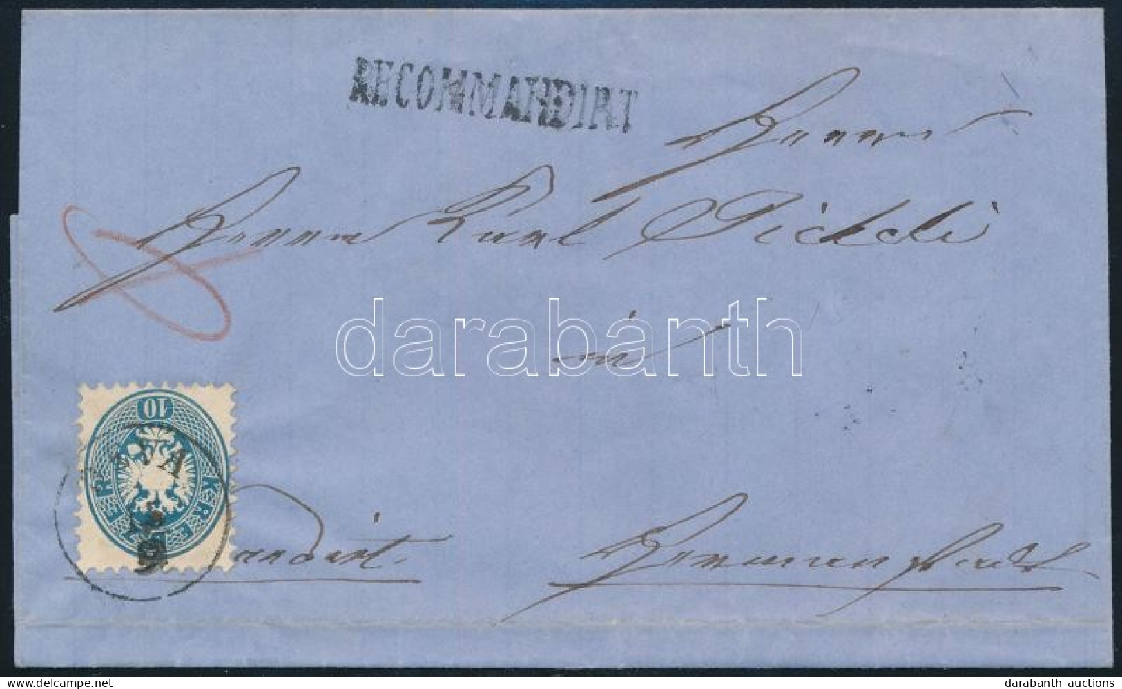 1864 2 X 10kr Levélen, A Hátoldali Bélyeg Bontásnál Eltépve "DÉVA" - Piros "HERMANNSTADT RECOMAN." - Other & Unclassified