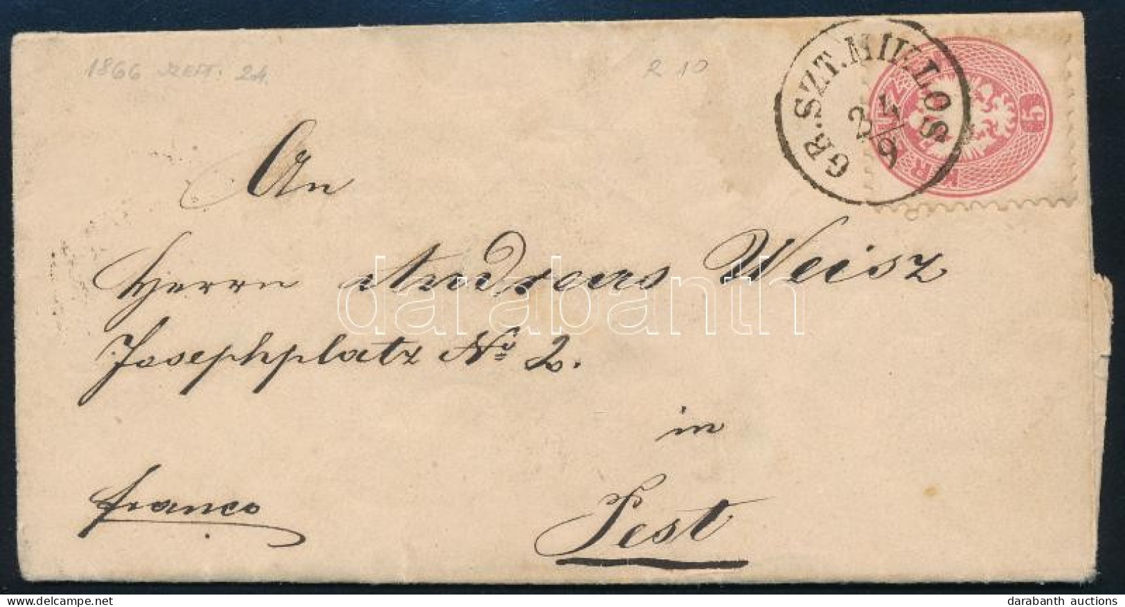 1866 5kr Franco Levélen / On Franco Cover "GR.SZT.MIKLÓS" - Pest - Sonstige & Ohne Zuordnung