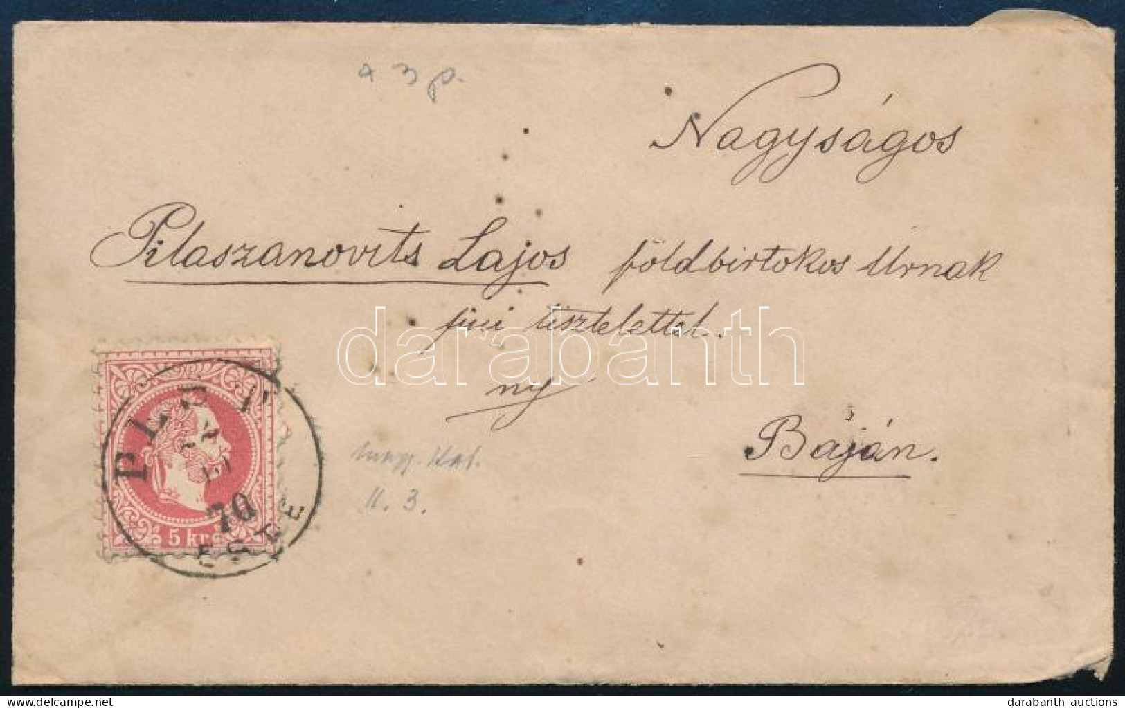 1870 5kr Levélen "PEST / ESTE" - Otros & Sin Clasificación