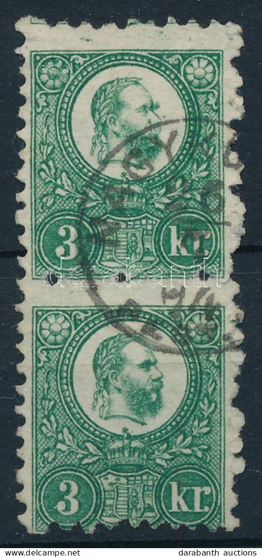 O 1871 Réznyomat 3kr Pár Elfogazva, Festékfolttal, Eltömődött Foglyukak / 3kr Pair Shifted Perforation, Paint Spot - Andere & Zonder Classificatie