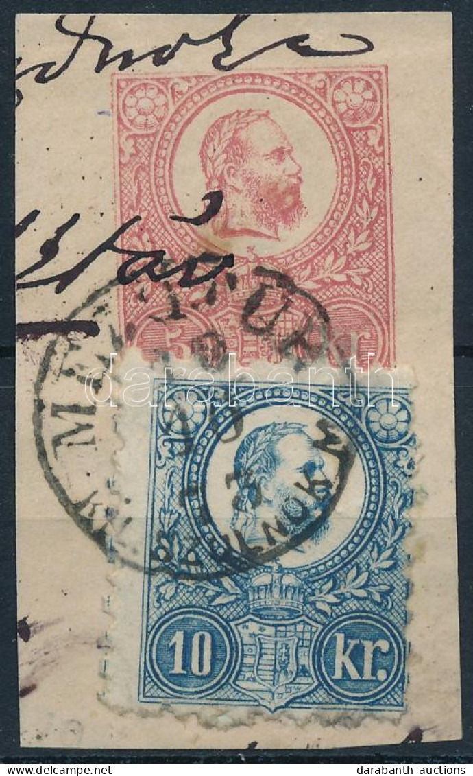 1871 Réznyomat 10kr 5kr Díjjegyes Kivágáson "MEZŐTÚR KÜL. SZOLN. M." - Andere & Zonder Classificatie