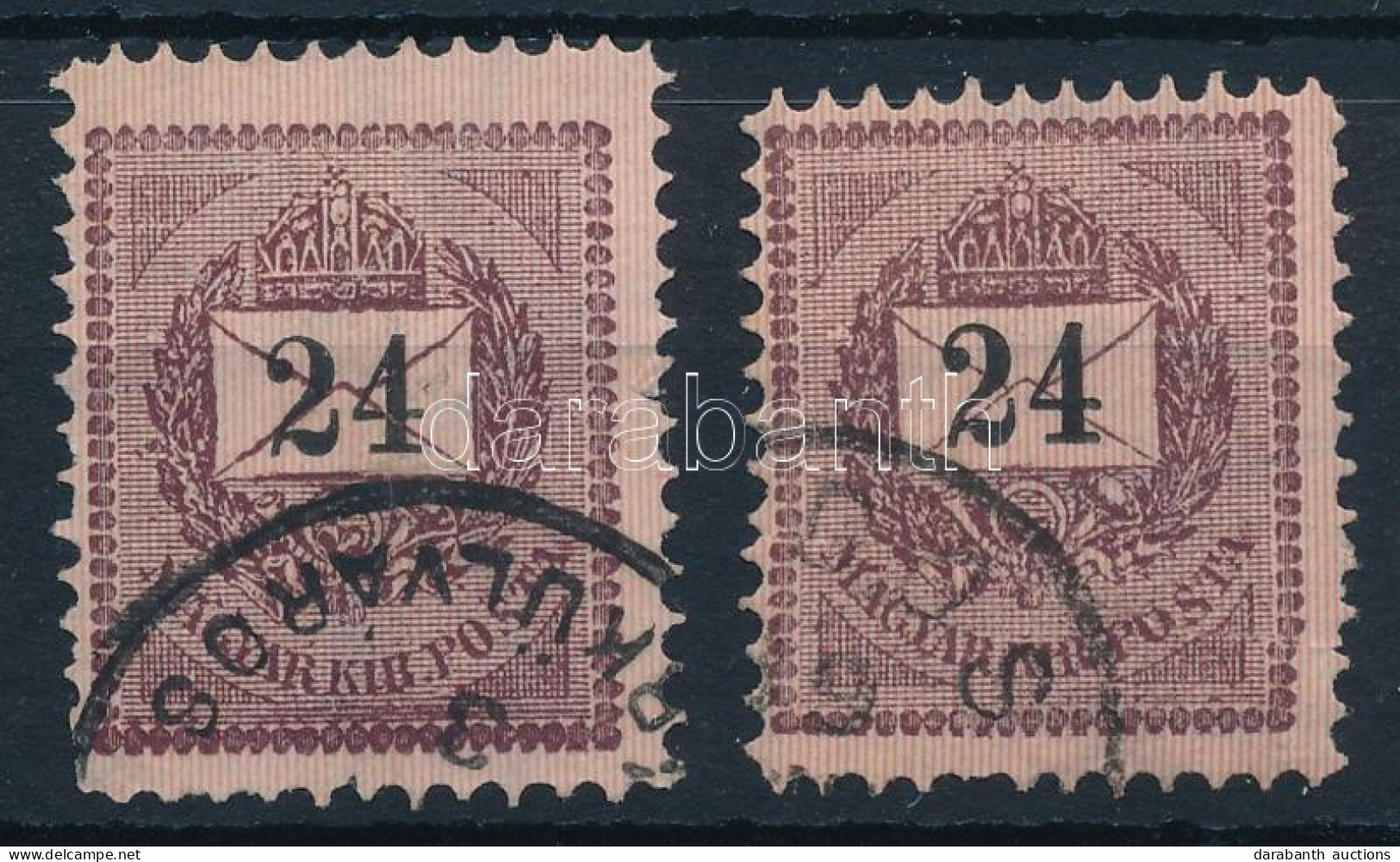 O 1888 Sztereo 24kr Extra Magasra Fogazott Bélyeg + Támpéldány - Otros & Sin Clasificación