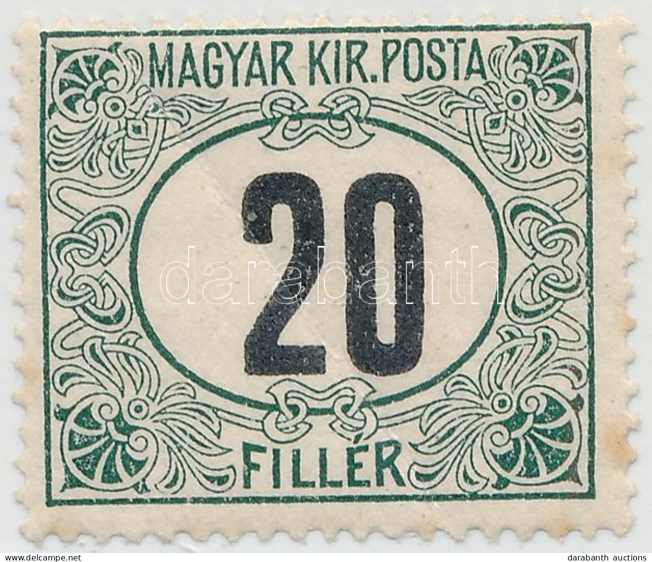 ** 1909 Zöldportó 20f (6.000) (törés, Rozsdafolt / Folded, Stain) - Autres & Non Classés