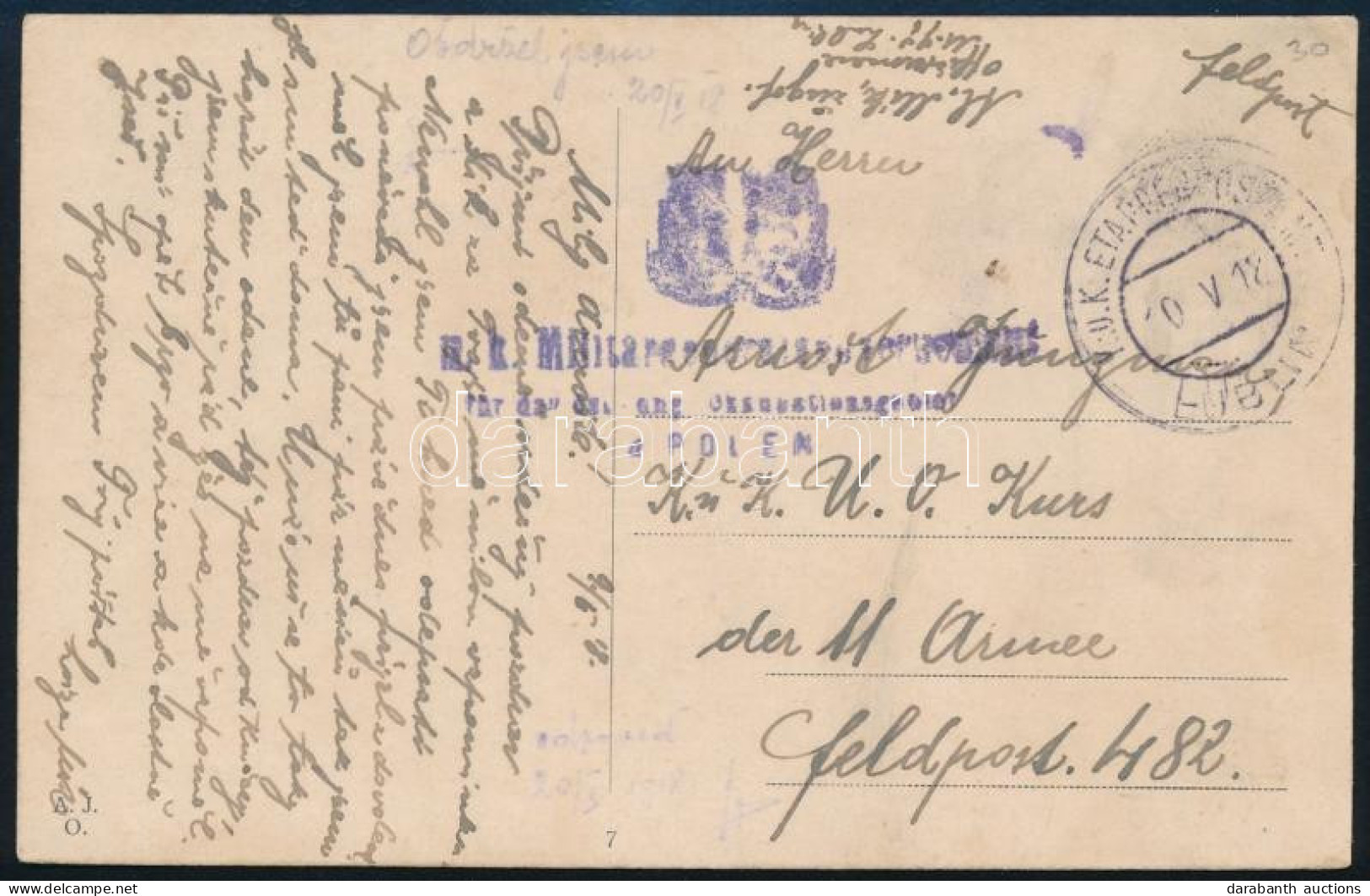 1918 Lublin Képeslap Tábori Posta Bélyegzéssel - Other & Unclassified