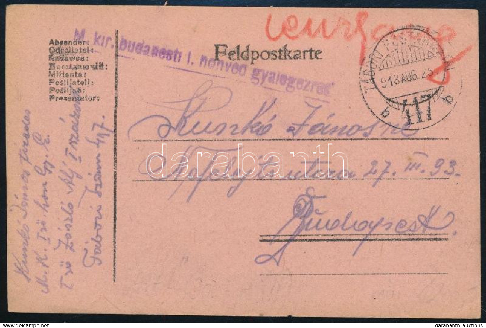 1918 Tábori Posta Levelezőlap / Field Postcard "TP 417 B" - Autres & Non Classés
