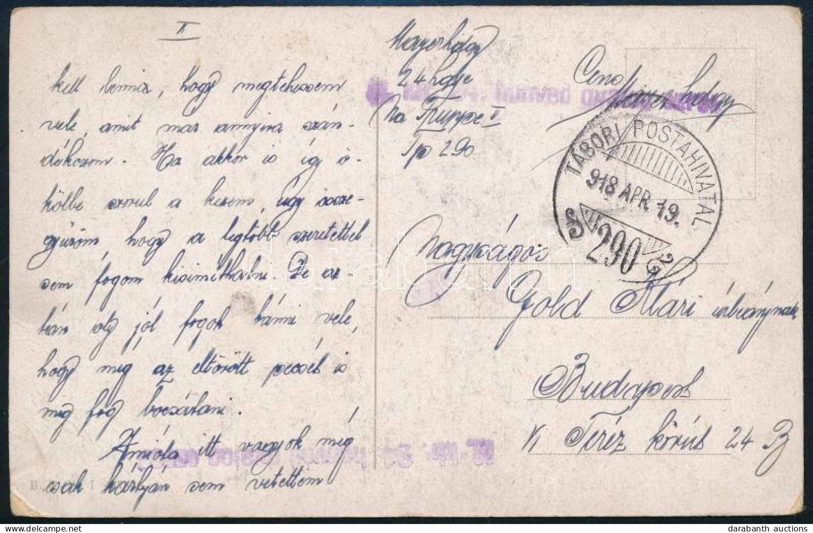 1918 Tábori Posta Képeslap "M. Kir. 24. Honvéd Gyalogezred" + "TP 290" - Other & Unclassified